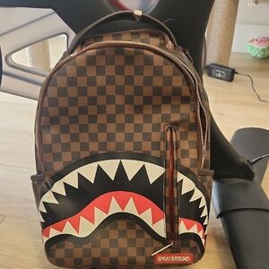 Sprayground Brown and Red Checkered Backpack Limited Edition